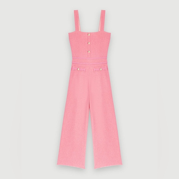 Maje Pants - Maje Pink Tweed Wide-Leg Jumpsuit (Pant Suit) Size 38 / US 6 NWOT